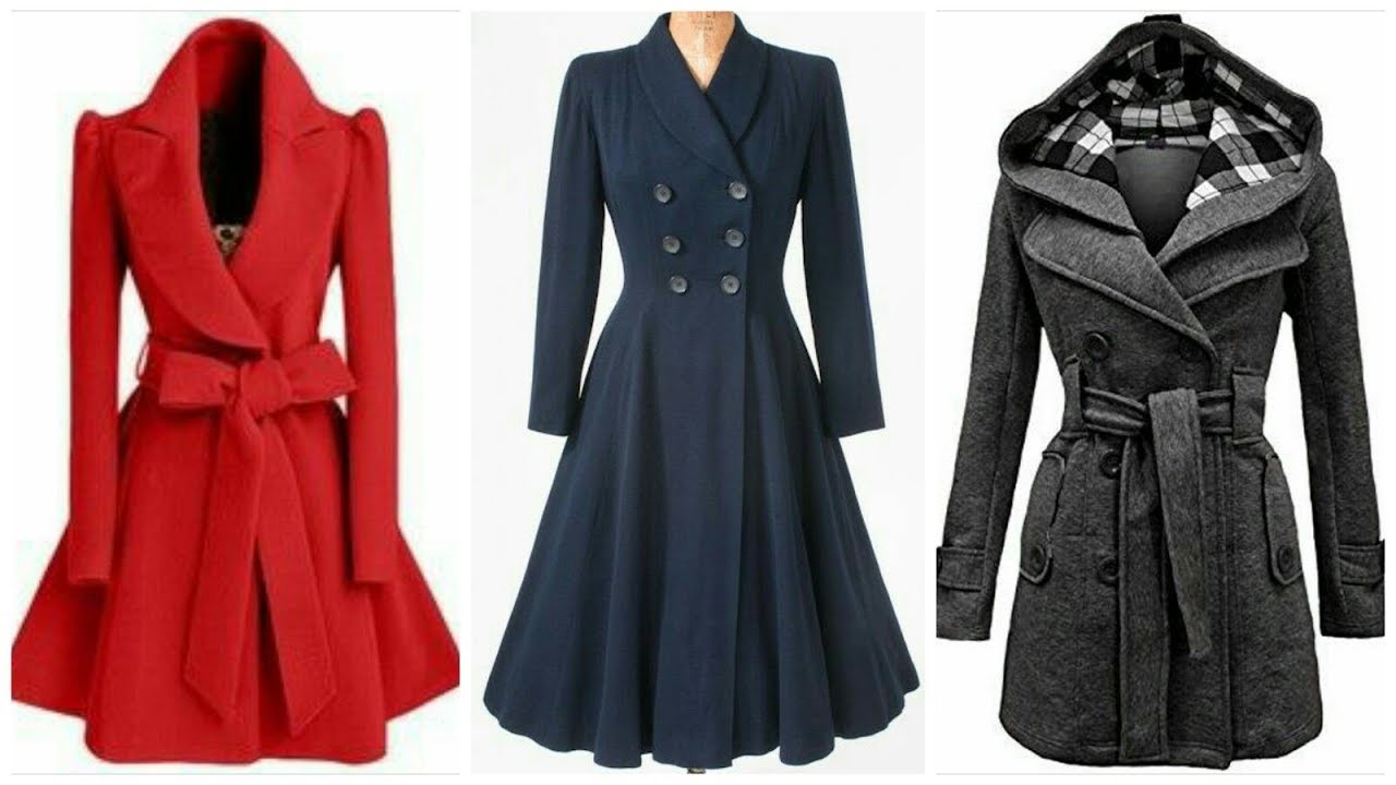 Ladies Frock coat wool coat design frock style ideas for girls OECYGME