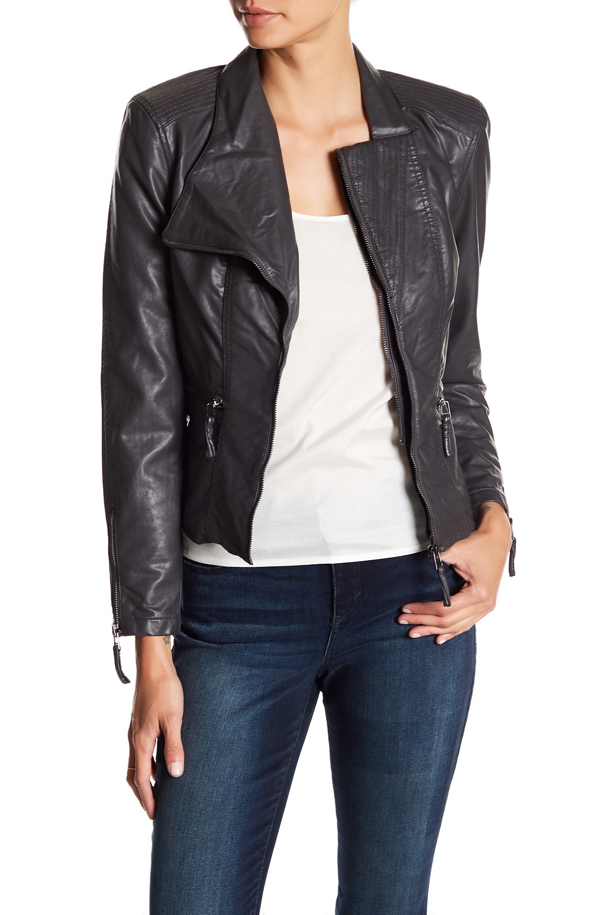 leather jackets image of blanknyc denim faux leather fitted moto jacket GSZTOCY