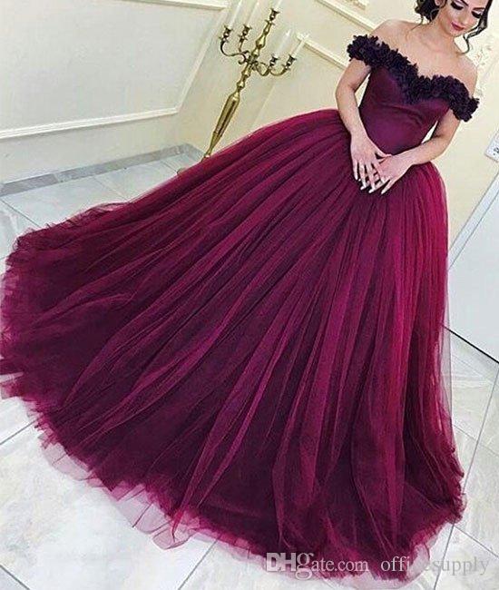 Long ball gowns tulle black appliques arabic elegant dresses evening wear 2018 long ball  gown sleeveless off the UCCHVUB