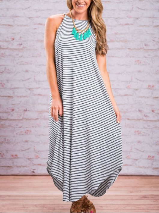 LONG SUMMER DRESSES long summer dresses stripes straps maxi swing casual dress | classyin EBBVIXO