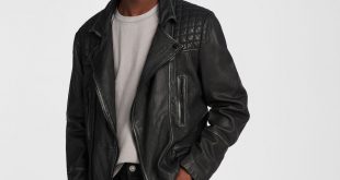 Mens Biker Jackets mens cargo leather biker jacket (black_grey) - image 1 UAIGJPX