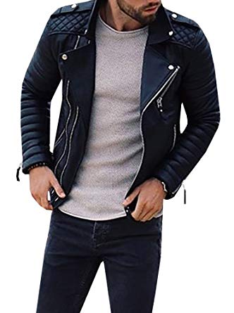Mens Biker Jackets mens faux leather black biker jacket fashion lightweight bomber moto coat MNPEWXU