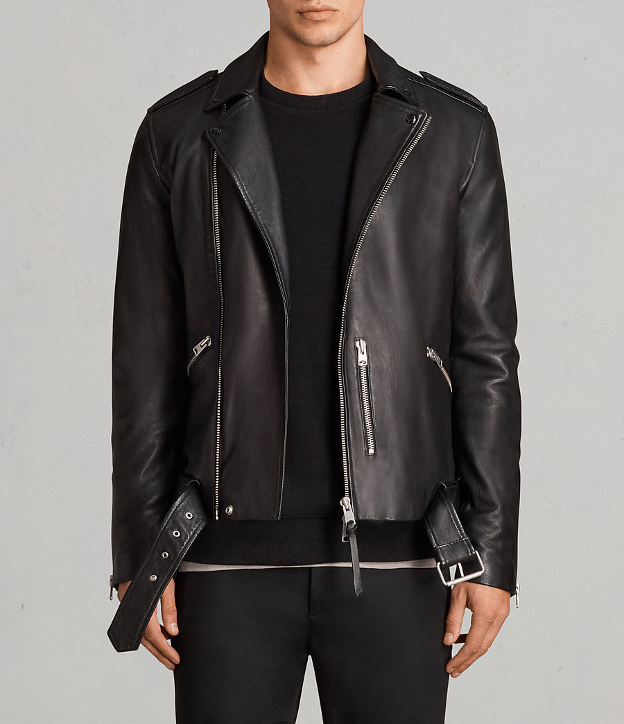 Mens Biker Jackets mens kaho leather biker jacket (black) - image 1 RHKPOKW