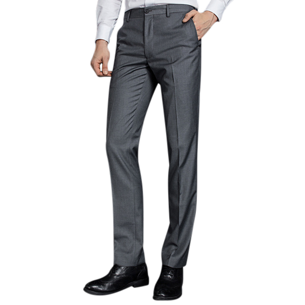 Mens Business Pants mens business casual straight leg dress pants slim-fit wash-and-wear pure YHPFXOG