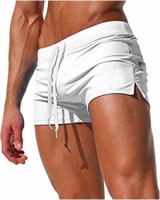Men’s Swim Shorts malavita mens swim trunks pants swimwear shorts slim with zipper pocket  (xl, white) EUSNLVA