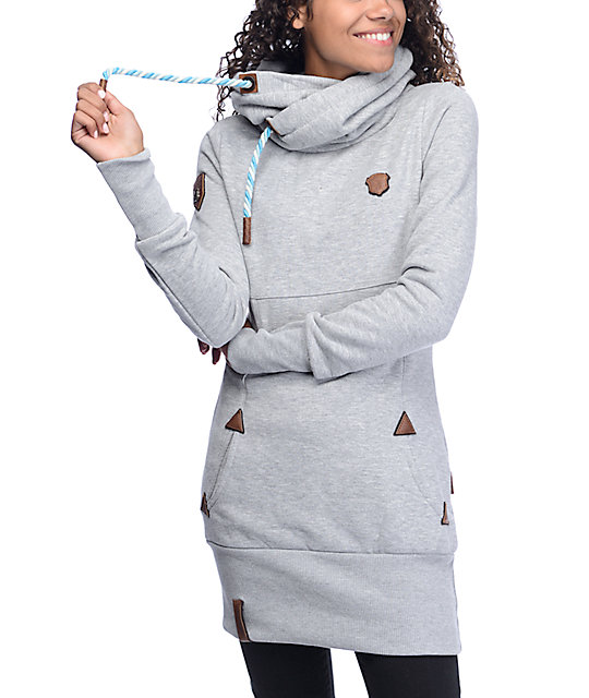 NAKETANO WOMEN’S CLOTHING grey - women clothes - 266476 - naketano lange ix long grey hoodie PJIHLUW