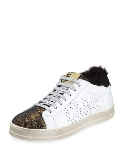P448 Sneakers p448 john leather low-top sneakers with faux fur UUQJPAR