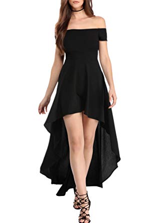 Party dresses for women sidefeel women off shoulder high low maxi party dresses small black ZLRYQYJ