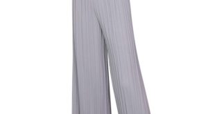 pleated pants for women summer pant elastic waist high waist pleated pants nine wide leg pants big NQYYMXB