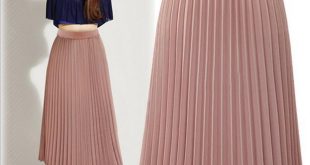 Pleated skirt for women 2018 fashion tea length pleated skirts for women 2017 summer empire chiffon  long plus size JHULTZG