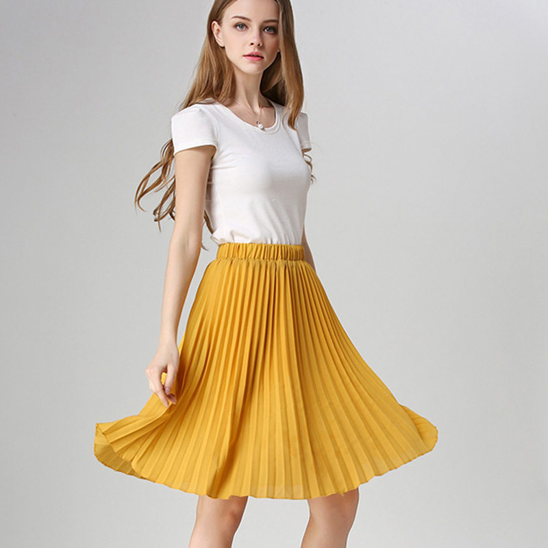 Pleated skirt for women chiffon pleated skirt LKKISZE