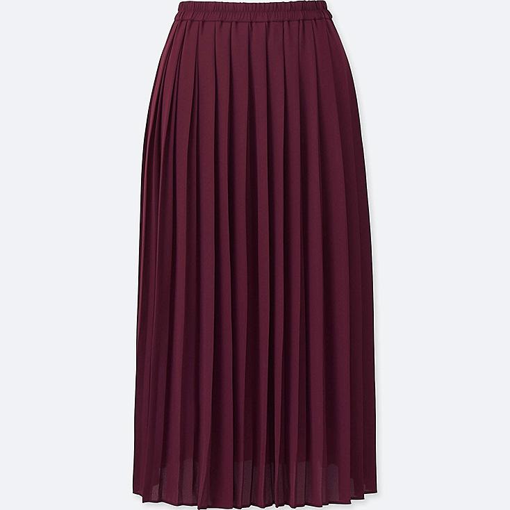 Pleated skirt for women women high waist chiffon pleated midi skirt, wine, large YTVDGYO