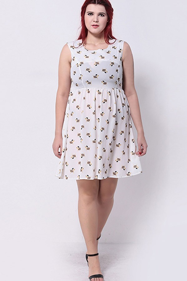 PLUS SIZE CASUAL DRESSES white graphic print casual plus size dress LHJYWRV