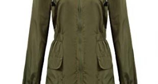 Rain Jacket for Women macr and steve womens lightweight hooded waterproof active outdoor rain  jacket army green UASSWAV