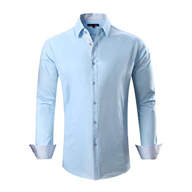 Regular Fit shirts alex vando mens dress shirts cotton casual regular fit long sleeve collar  shirt MKYCUZU
