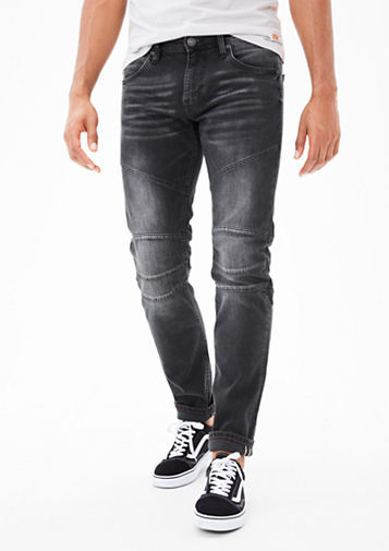 s.Oliver Jeans s.oliver men close slim: biker - style jeans dark grey denim c46h7940  larger MRVIXVE