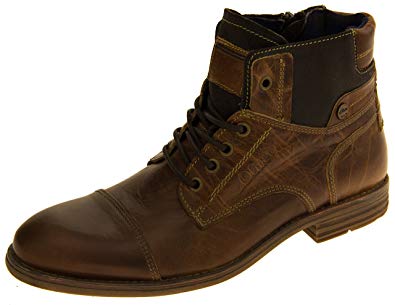 s.Oliver shoes s.oliver mens cognac leather combat boots 10 d(m) us YCDHICA