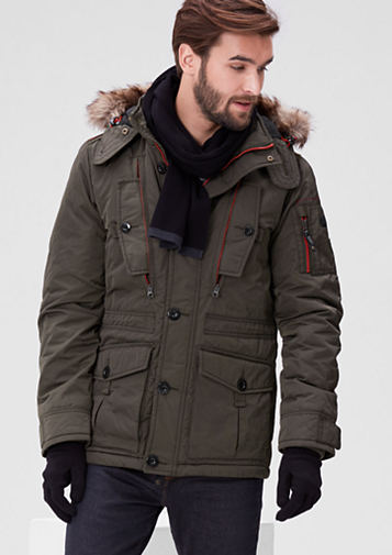 S.OLIVER WINTER COATS s.oliver men warm winter jacket with contrasting details green p89h3122 BOCXVKM