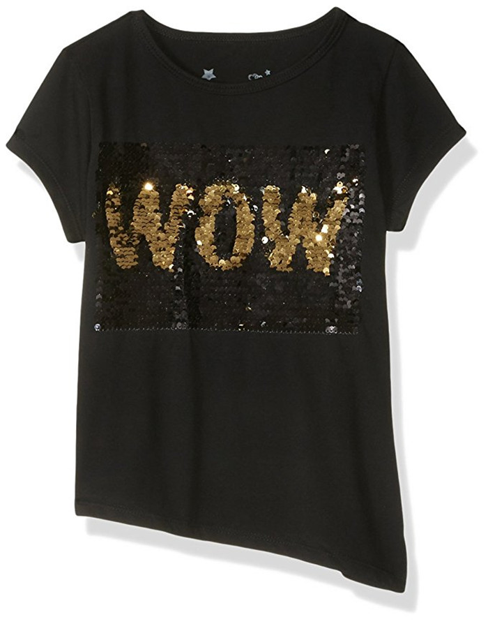 Sequin Shirts custom gold reversible shiny sequin t shirt black wow change 2 way sequins  letter funny EFLXHUJ