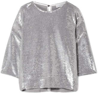 Sequin Shirts ... iro naphe oversized sequined cotton t-shirt - silver DFCIUDO