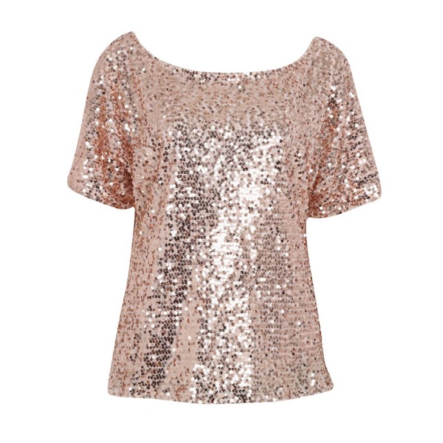 Sequin Shirts women lady sequin stitching sequined tops blouse fashion bling 3/4 sleeve  shirt tops summer ZTCVISL