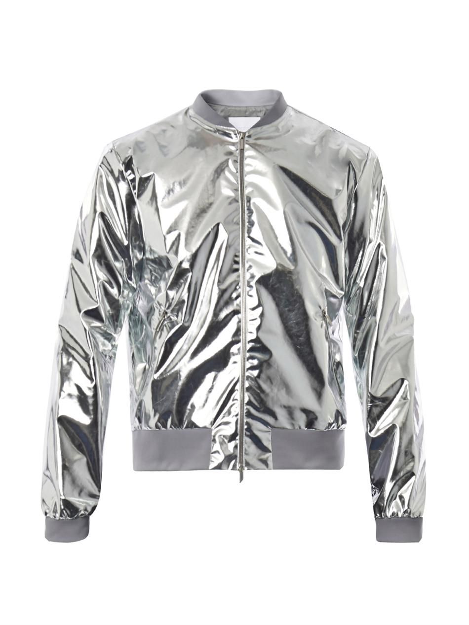 Silver jackets richard nicoll metallic lightweight bomber jacket in silver for men OIJFANL
