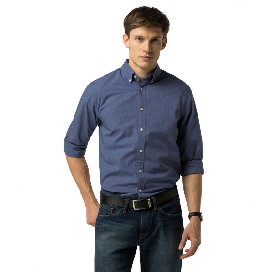 Tommy Hilfiger New York Fit Shirts dress shirts heather - tommy hilfiger new york fit shirt mens maritime blue  heather ZOXGLRR