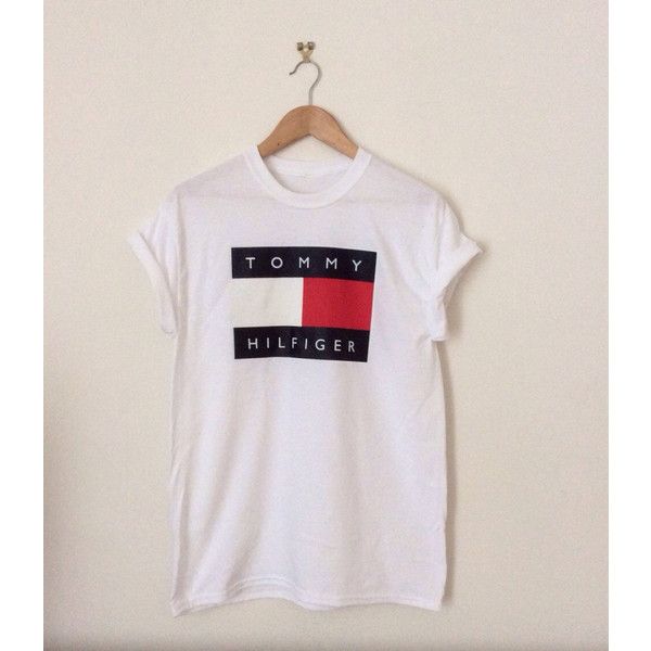 TOMMY HILFIGER SHIRTS FOR WOMEN classic white tommy hilfiger swag sexy style top tshirt fresh boss... ($23)  ❤ liked on VAZOJQU