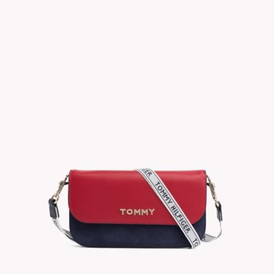 TOMMY HILFIGER SHOULDER BAGS suede and leather convertible wallet UUKRDGG