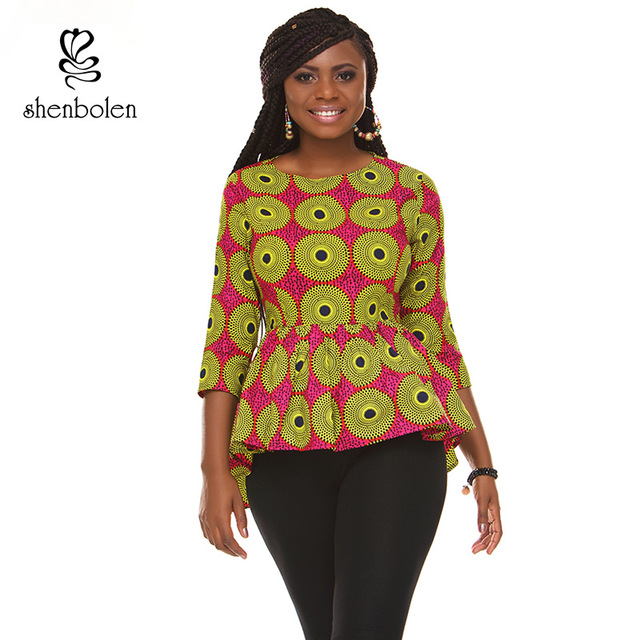Traditional fashion shenbolen african traditional clothing for women tops dahiki wax printing  fabric clothes shenbolen fashion t BYKMABS