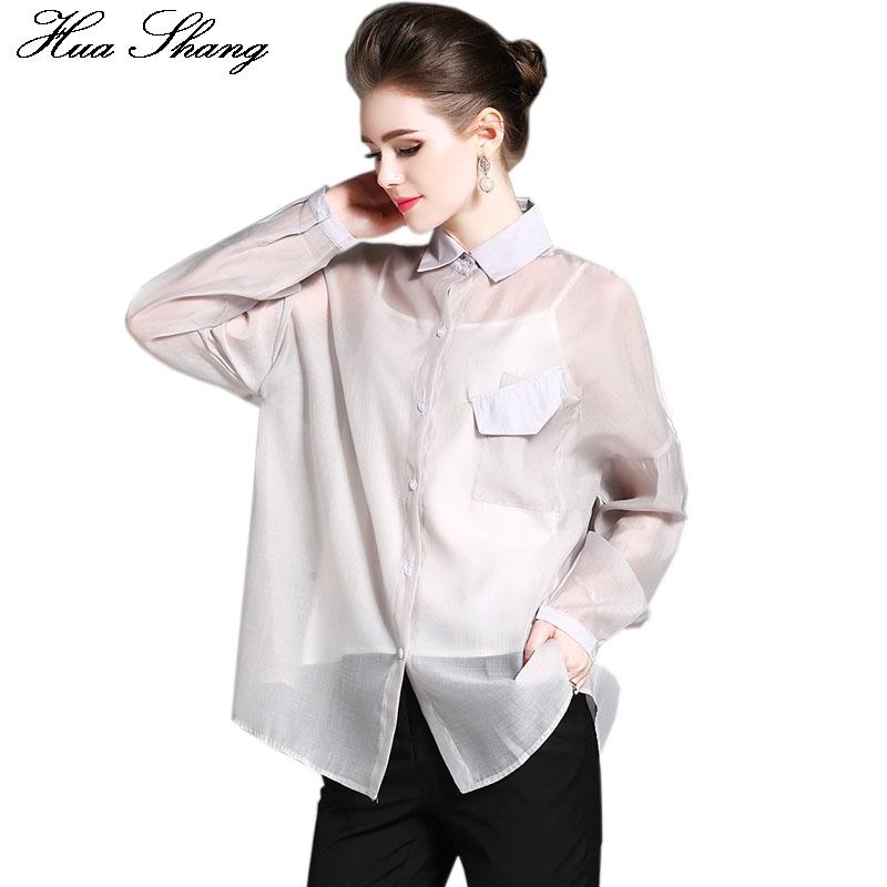 Transparent Blouses 2018 women blouses see the 2017 women elegant long sleeve chiffon transparent  blouse casual loose EKMOPWK