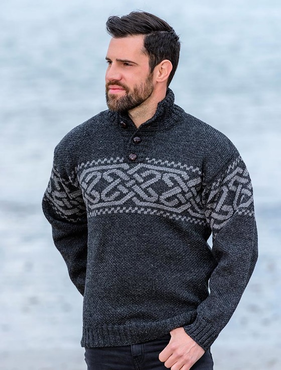 Troyer Sweater celtic troyer sweater - charcoal/grey RRHQMTT