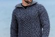 Troyer Sweater wool cashmere aran troyer sweater - navy marl EMWTKVC