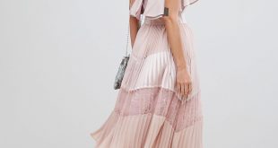 True Decadence true decadence ruffle trim and lace insert pleated skirt with sleeveless  dusty pink dress MEMORPY