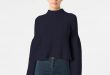 Trumpet Sleeves cropped mock sweater with trumpet sleeves WSLQZPE
