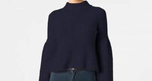 Trumpet Sleeves cropped mock sweater with trumpet sleeves WSLQZPE