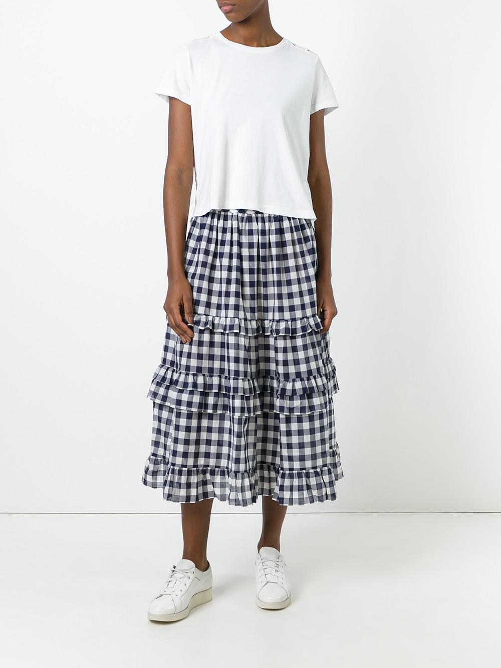 Twin set in the outlet twin-set gingham check skirt 305m mid blu women clothing full skirts,twin  set ... XRZPVYB