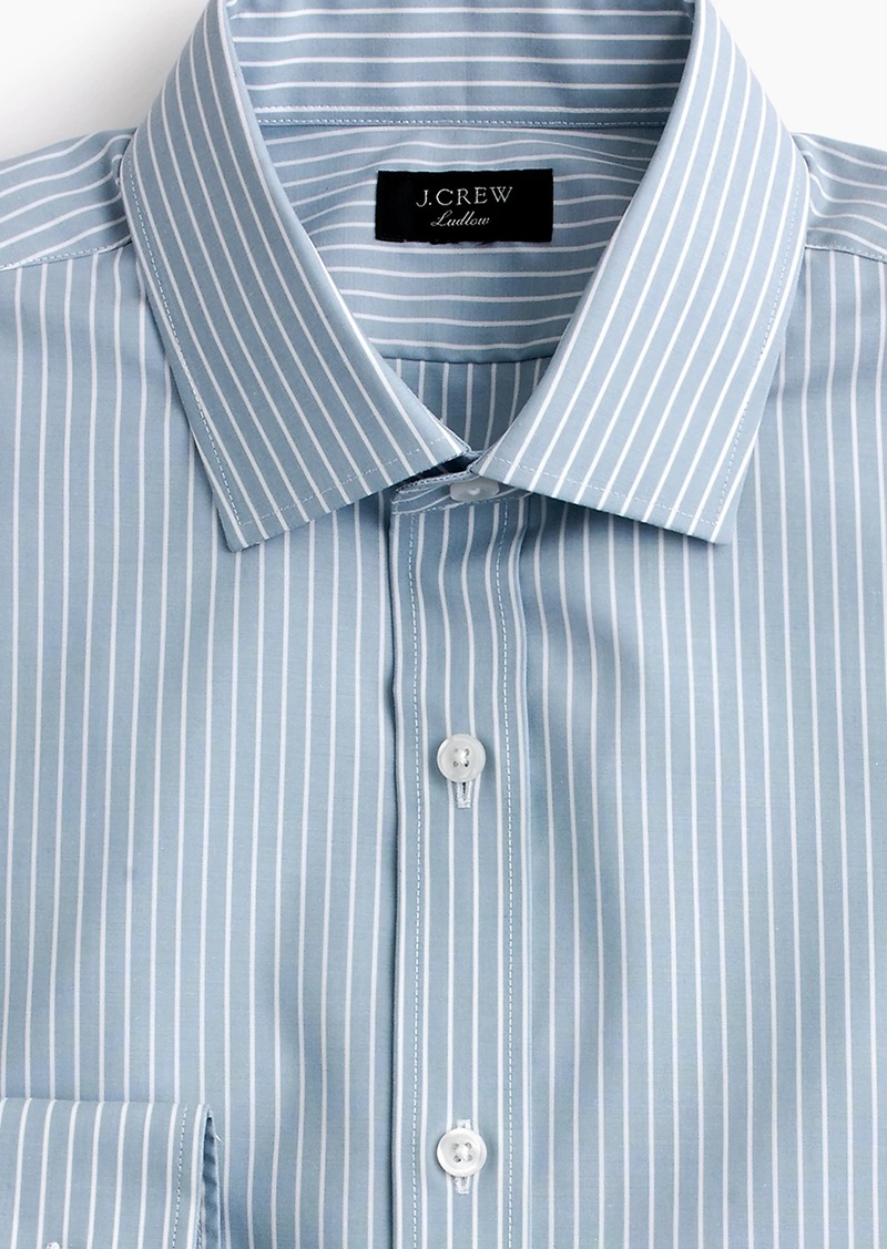 Two Ply Shirts ludlow slim-fit stretch two-ply easy-care cotton dress shirt in blue stripe FTGKRBI