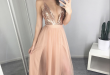 V-neck Evening Dresses pink v neck sequin long prom dress, evening dress CJFAJII