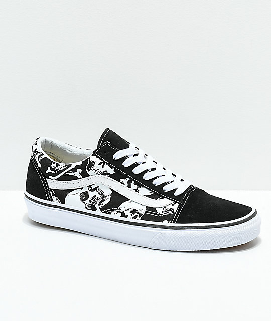 VANS Sneaker vans old skool skulls black u0026 white skate shoes ... FMYWPWL