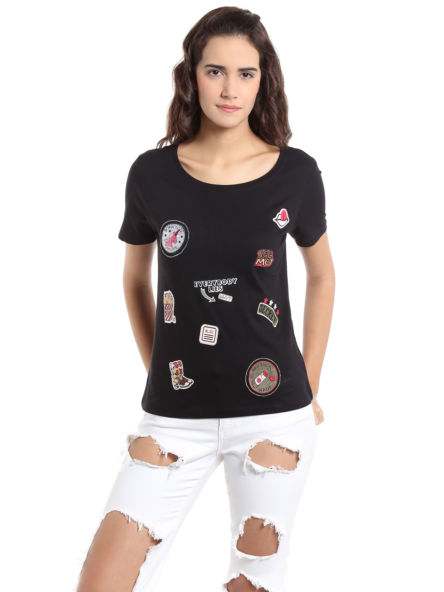 VERO MODA T-SHIRTS buy vero moda black badge t-shirt online | vero moda SPVSDZM