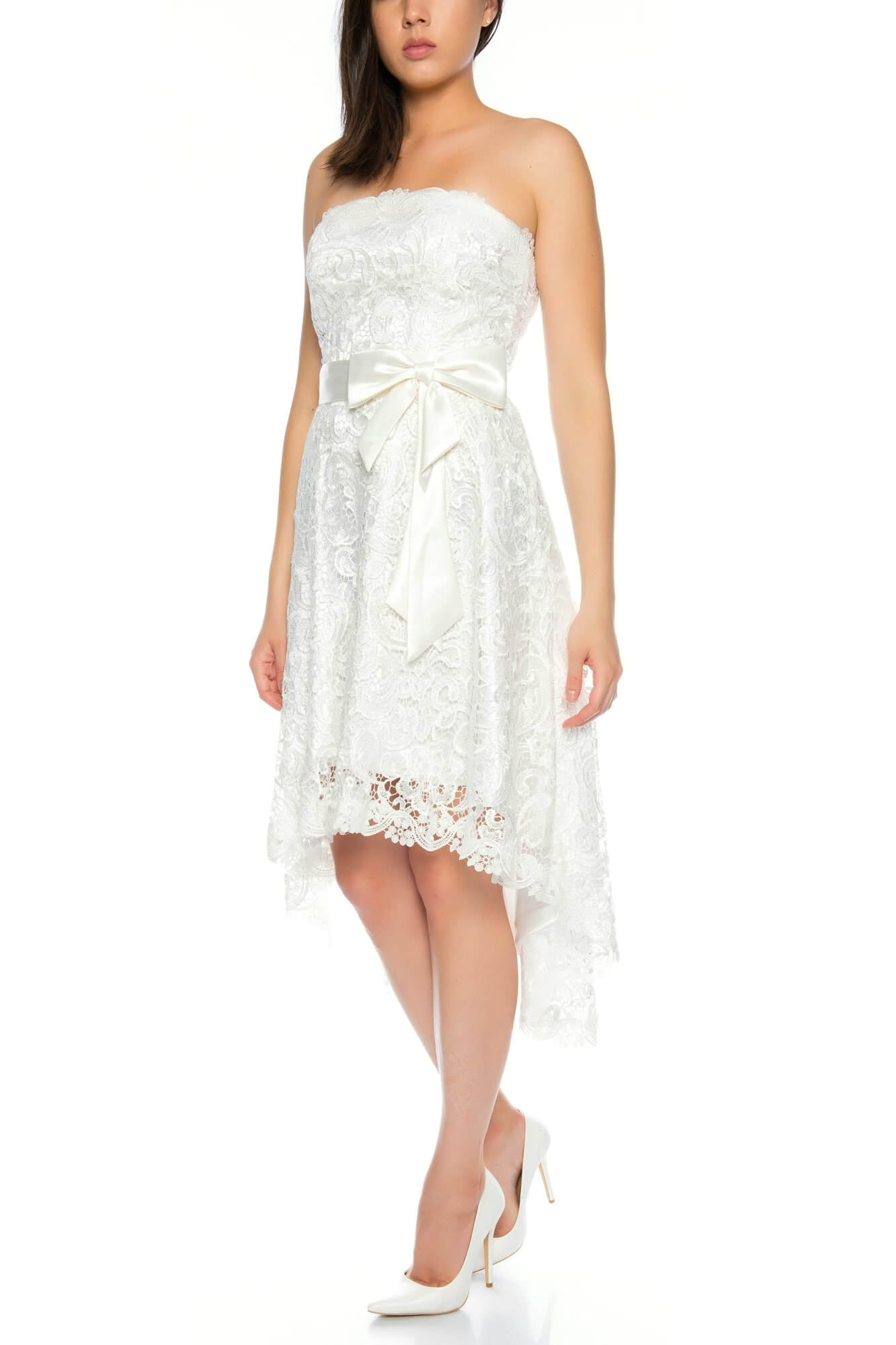 Vokuhila Dresses juju christine vokuhila dress cocktail dress in lace in white r1381 ULEWJHE