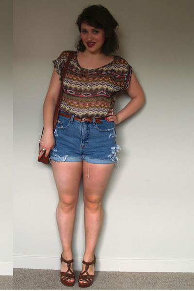 Waisted Shirts blue high-waisted diy shorts - bubble gum sheer 5th and culture shirt LUMISCW