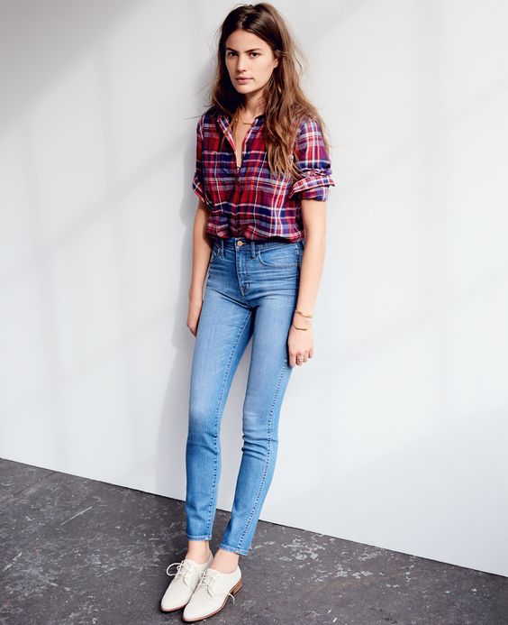Waisted Shirts casual high waisted jeans with flanel shirt outfit bmodish FZHGOZV