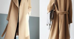 Waisted winter coat h.sa 2016 women long jacket coat winter beige oversized woolen coat belt waist AXNTBPT