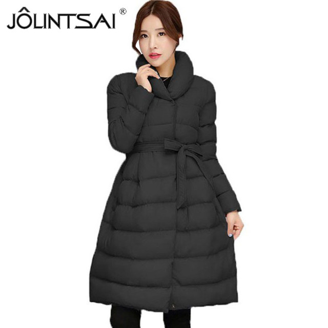 Waisted winter coat jolintsai winter new waisted coat women parkas long jackets padded coats  thick womens KPZOUPF