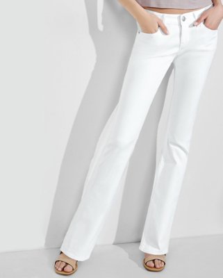 white jeans express view · white low rise stretch barely boot jeans IGCLNLK