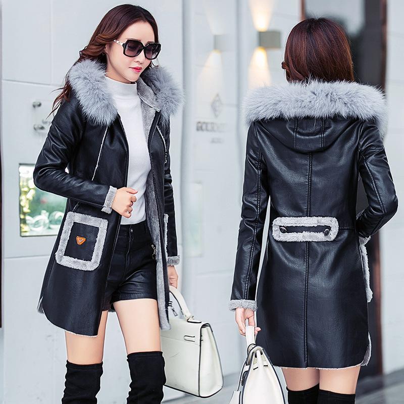 Winter Leather Jacket Women 2018 faux sheepskin coat 2018 fashion new autumn winter leather jacket women  thick MIHGRSB