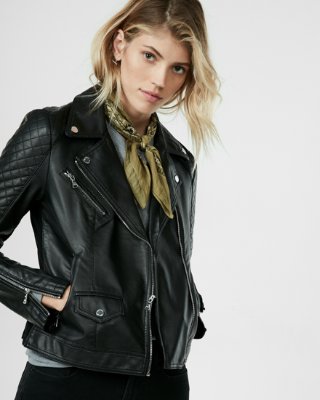 womens parka coats with fur hood express view · (minus the) leather quilted moto jacket DRMVTFU