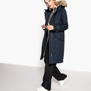 womens parka coats with fur hood faux fur hooded parka faux fur hooded parka la redoute collections KWFXXHE